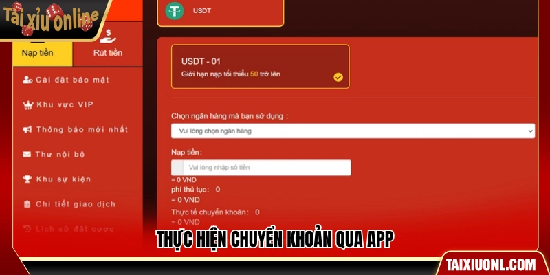 Thực hiện chuyển khoản bằng app mobile banking