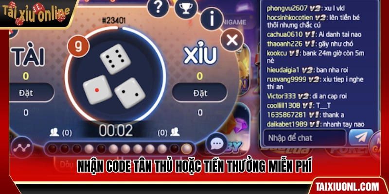 Nhận mã tân thủ hoặc thưởng miễn phí